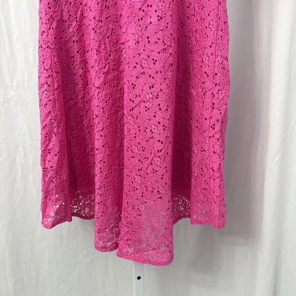 Betsey Johnson Dress Size 12 Cosmopolitan Hot Pink Hi Low Floral Lace Keyhole - Picture 9 of 11
